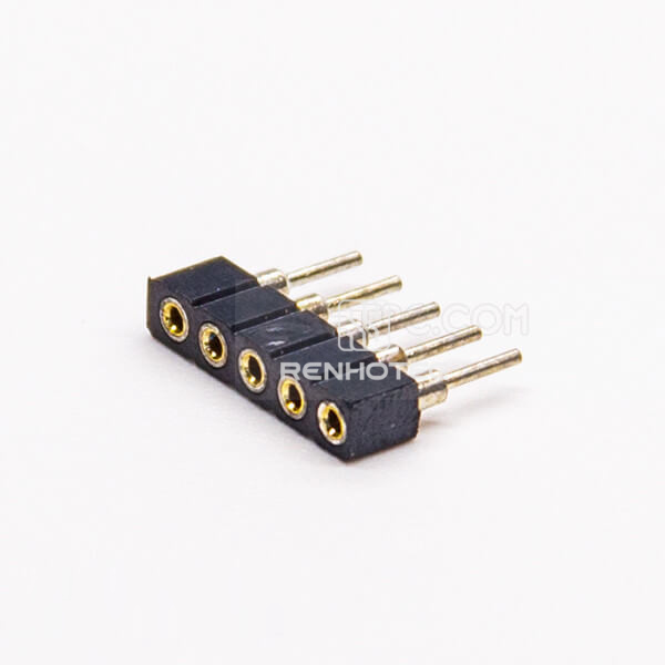 Female Header Circular Holes Socket 5 Pin 180 Degree 2.0mm Gap