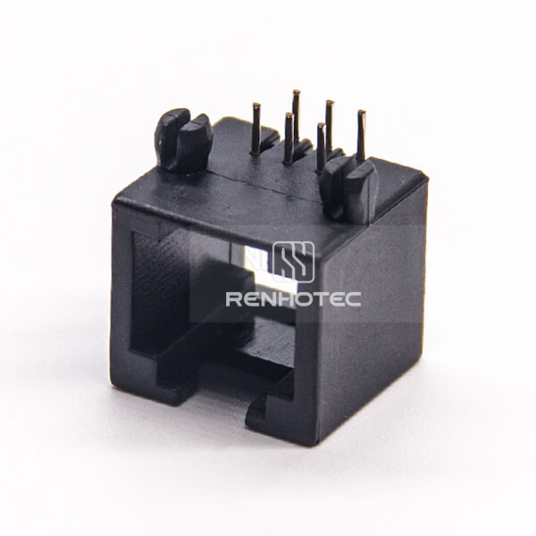 RJ12 Socket Connector Black Angled 6p6c Through Hole for PCB Mount