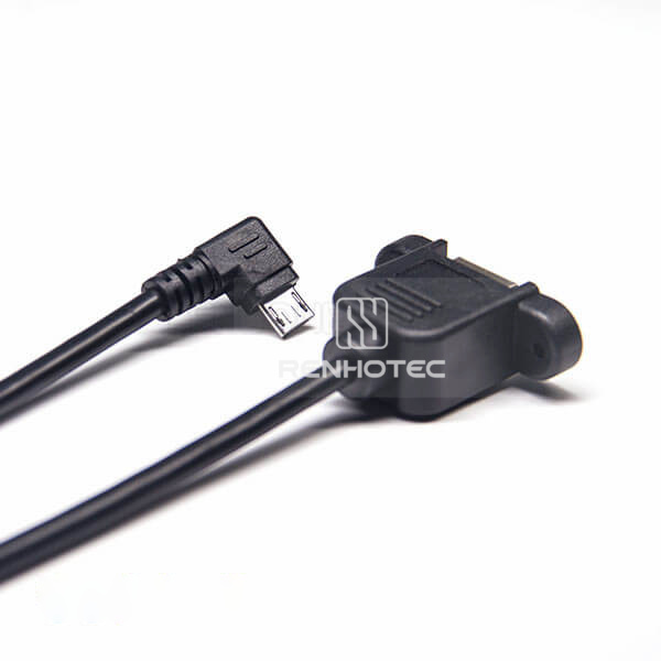Micro USB Right-Angle Male to USB-B Straight Female Cable