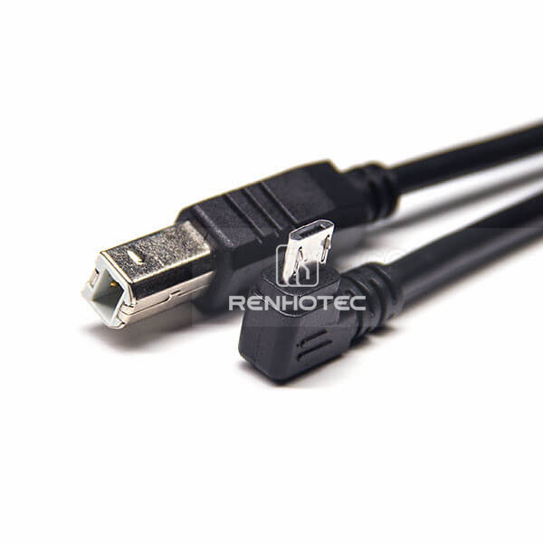 USB Type B Straight Male to Mirco USB Right Angle Double Male 1M Cable