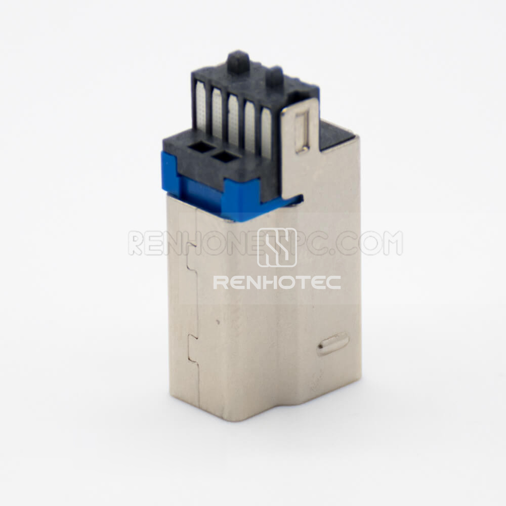 USB Connector B 3.0 Male Straight 9 Pin Solder Type for Cable