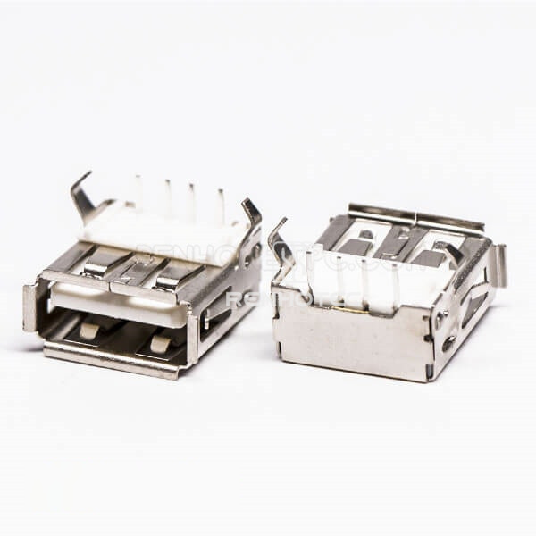 Female USB Port 2.0 Right Angle Through Hole White