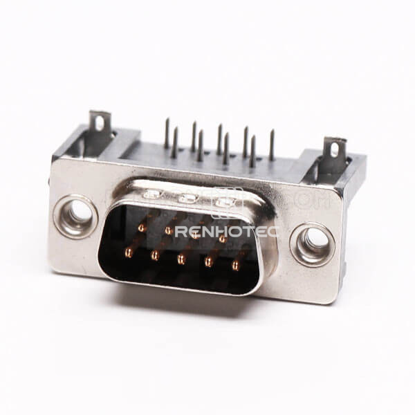 D-SUB 9 Male Right Angle Through Hole for PCB Mount Connector