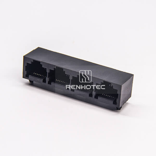 Port RJ45 4 Port Types Unshielded without LED 90 Degree Plastic Black