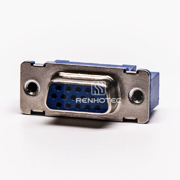 D-SUB 15 Straight Female High Density Blue Through Hole for PCB Mount