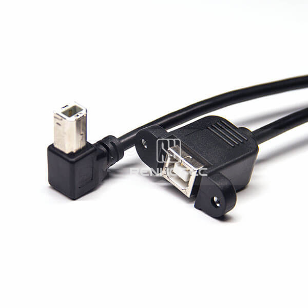 USB Type B OTG Cable Right Angle Male to Female Connector