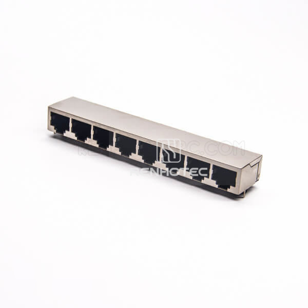 RJ45 8 Port Connector Angled Multiple Port Jack 8p8c Shielded for PCB Mount