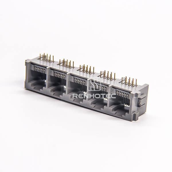 RJ45 5 Port Socket Connector Right Angle DIP Type Without LED