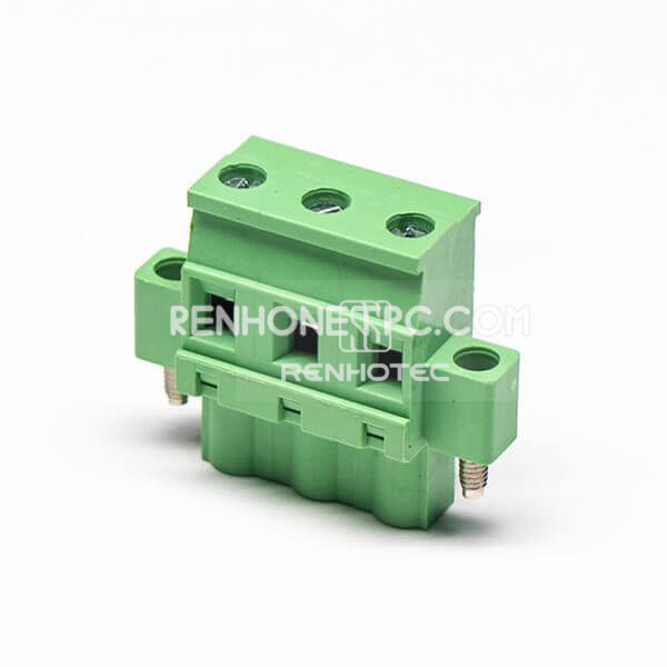 Plug in Terminal Block Straight Through Hole 3pin Green Clamp Type
