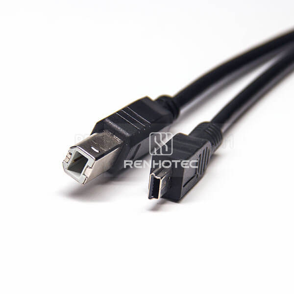 USB B Male 180 Degree to Mini USB Straight USB 2.0 Cable