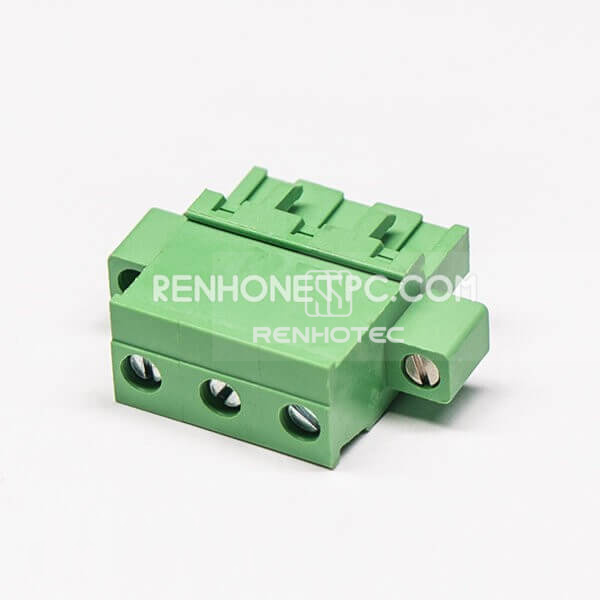 Plug in Terminal Block Straight Through Hole 3pin Green Clamp Type