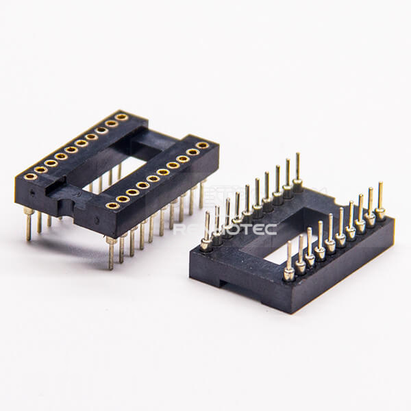 20 Way Dual Row Circular Holes Female Header Connector Through Hole