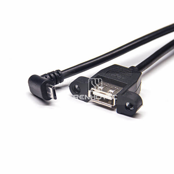 90 Dgree Micro USB Male Down Angle to USB A Female Straight OTG Cable