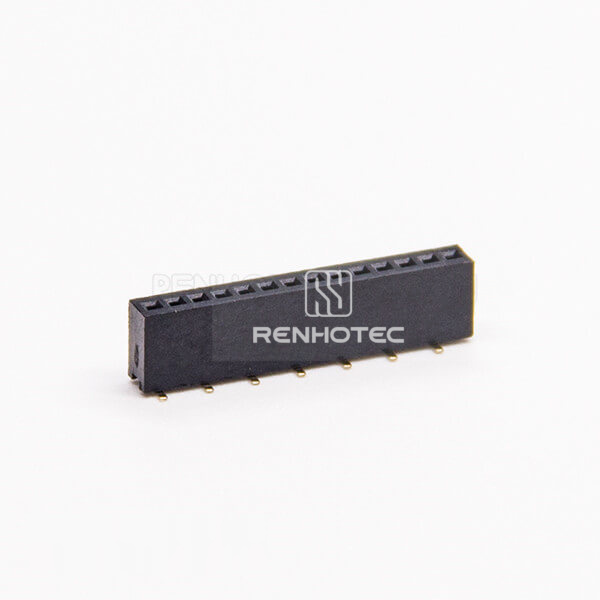 1.27mm Single Row Female Header 180 Degree Through Hole
