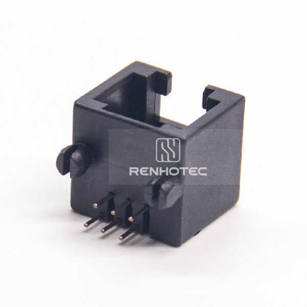 RJ12 Socket Connector Black Angled 6p6c Through Hole for PCB Mount