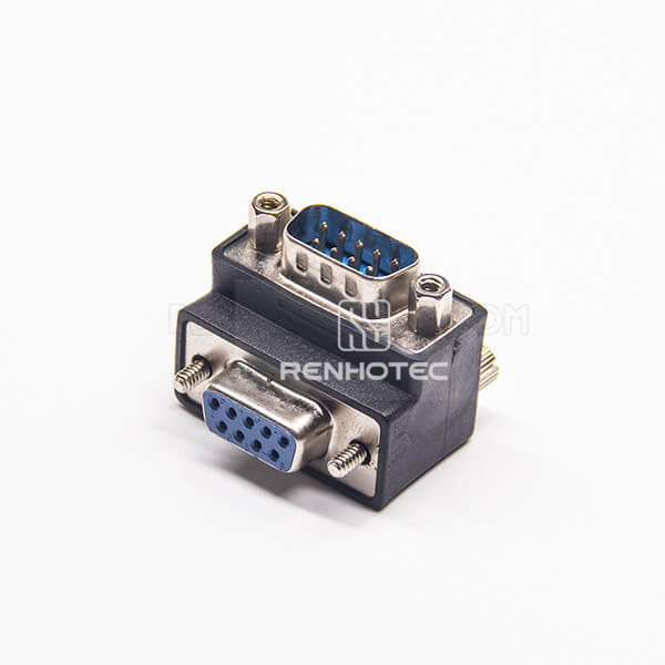D-SUB Right Angle Adapter 9 Pin Male To 9 Pin Female Standard D-SUB