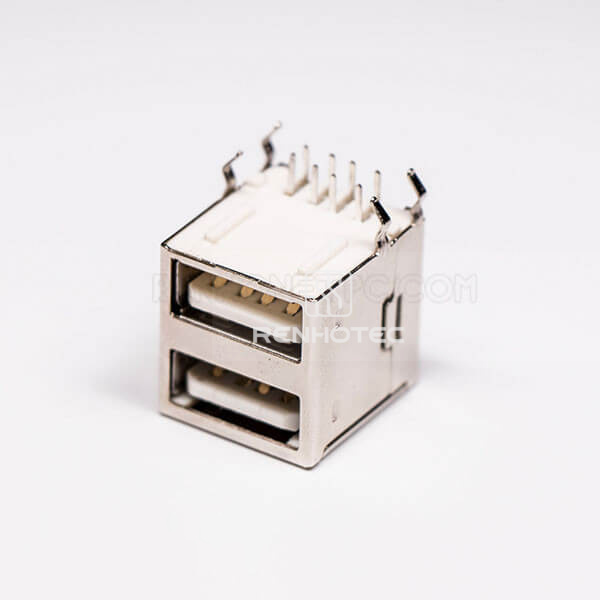 USB 2.0 High Speed Port Dual Port Type A 90° for PCB Mount