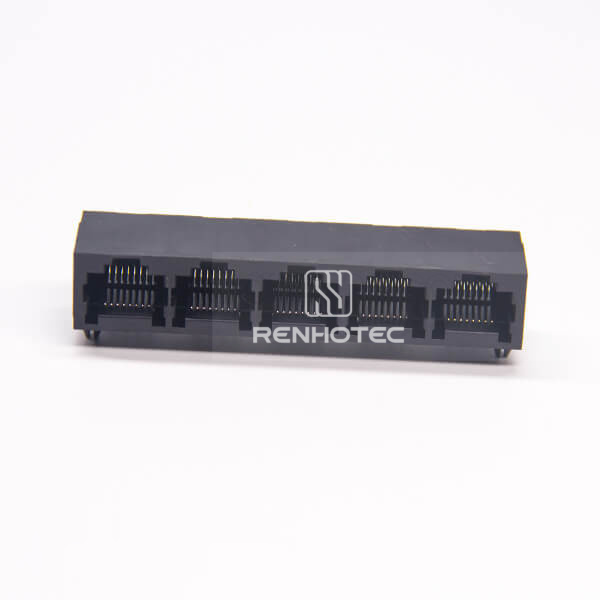 RJ45 5 Port Unshielded Jack Plastic without LED Right Angle 8P8C