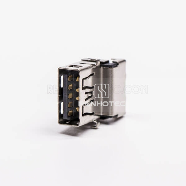 Offset Type USB 3.0 Female Right Angle Type A DIP for PCB Mount