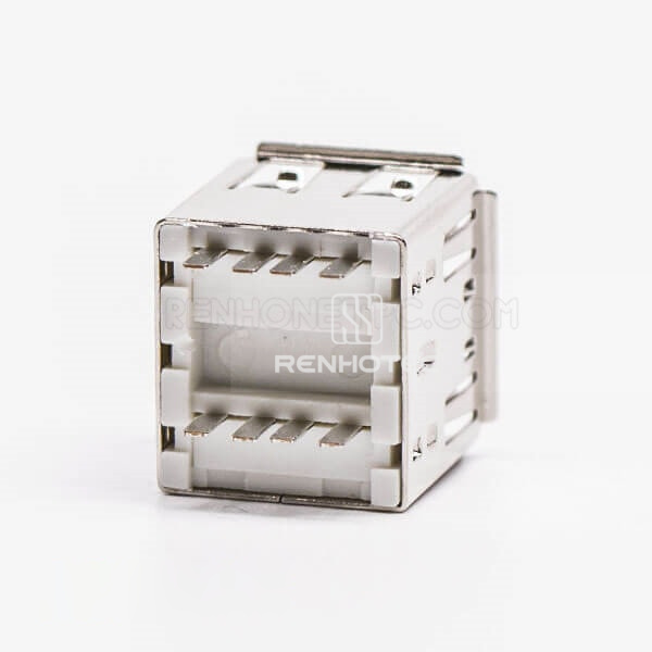 Dual Port Female Straight Through Hole USB Connector for PCB Mount