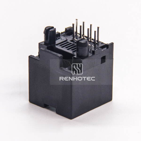 Straight RJ45 8P8C PCB Mount Through Hole Unshielded Plastic Black Jack