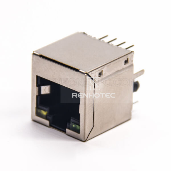 RJ45 PCB Mount Jack DIP Type Vertical Shielded Shell Ethernet Network with LED