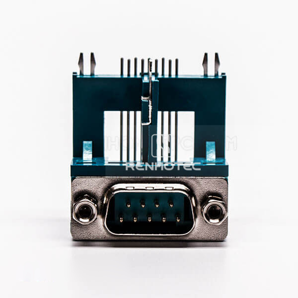 Top 9 Pin D-SUB 90 Deg Clamp Male Elevated Type Green for PCB Connector