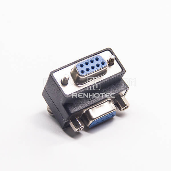 DB9 Right Angle Adapter 9 Pin Female To Female Standard D-SUB