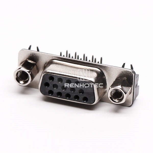 DB 15 90° Female High Density Staking Type Through Hole for PCB Mount
