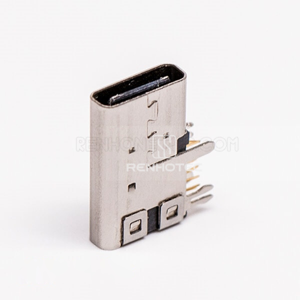 Through Hole USB Type C Female 90 Degree Flag Type