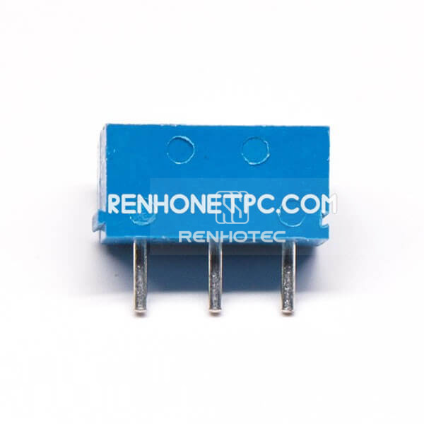 Blue Terminal Block Screw Type 3pin Angled Square PCB Mount Through Hole