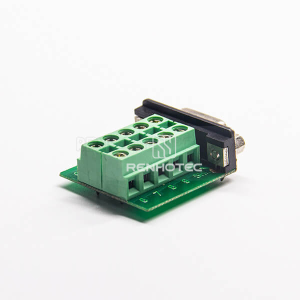 DB9 Female To 10 Holes Breakout Board Standard D-SUB Right Angle Connector
