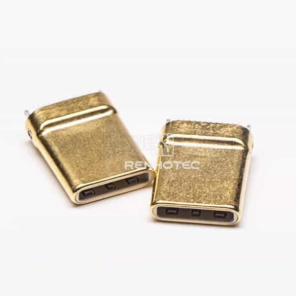 Type C 24 Pin Connector Straight Plug Through Hole Gold Plating