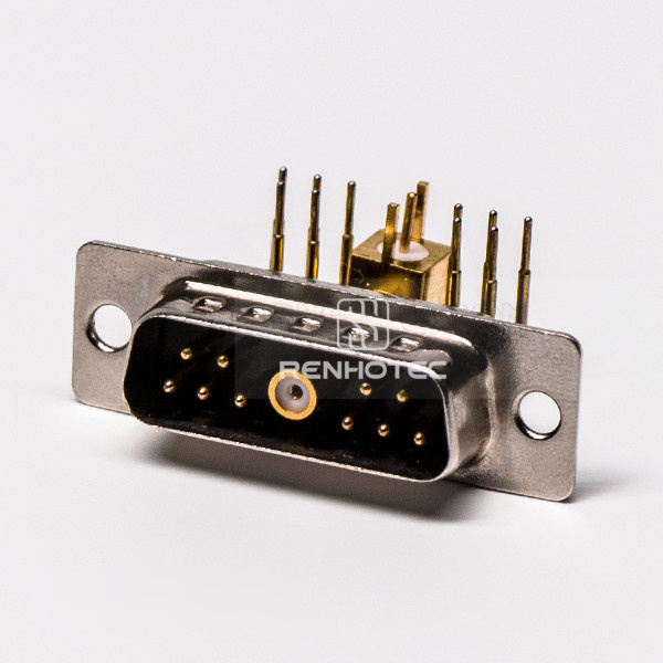 Right Angle Coaxial D-SUB Male Solder Type with Staking for PCB Mount
