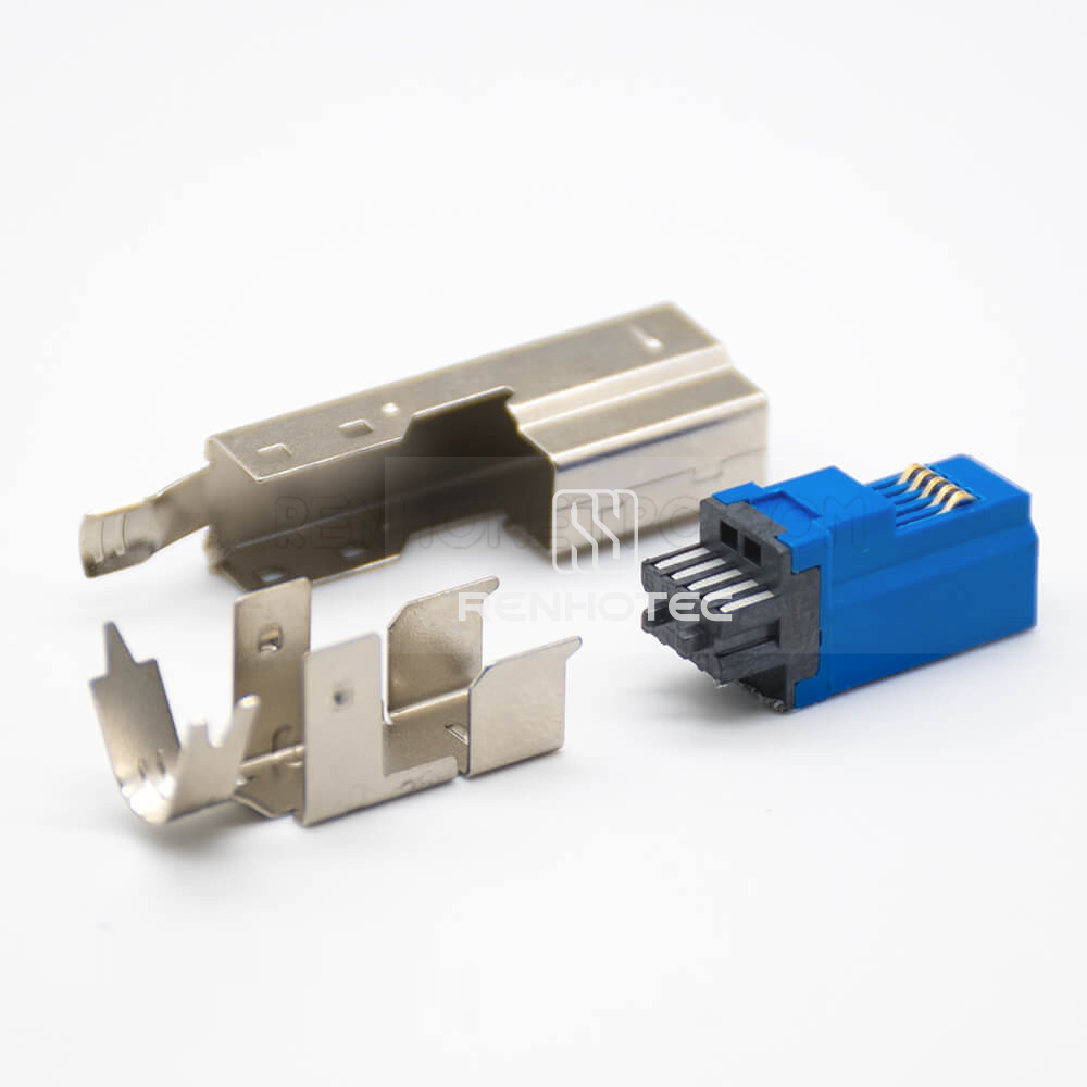 USB B Type Connector Male Straight Combo 3.0 9 Pin Solder Type for Cable