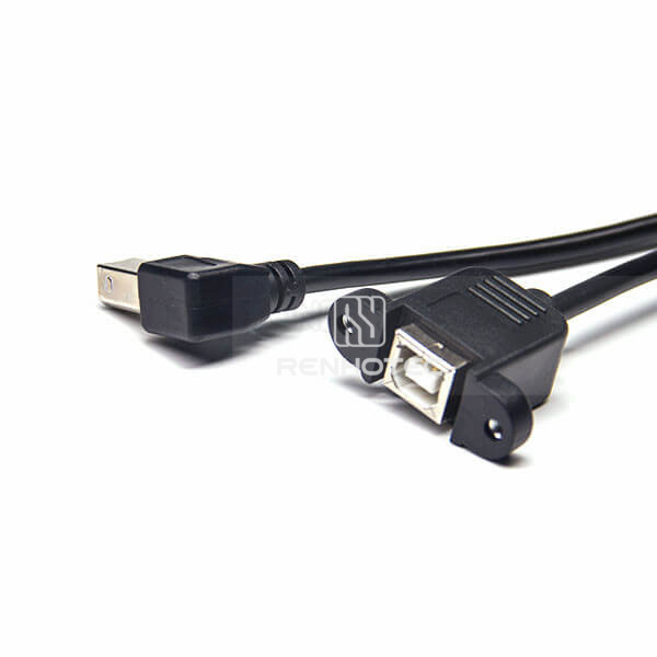 USB B Female Connector to Type B Male Left Angle for OTG Cable