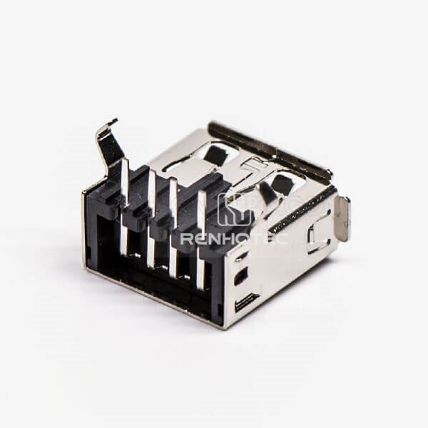 Black USB 2.0 Right Angle Female Type A DIP for PCB Mount