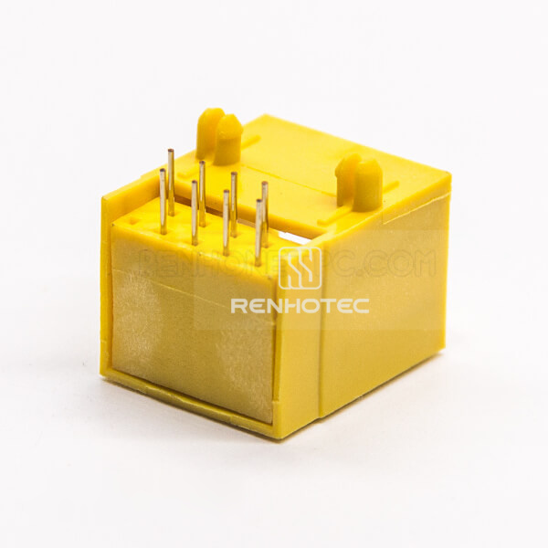 RJ45 Unshielded Connector PCB Mount Yellow Plastic Shell Through Hole