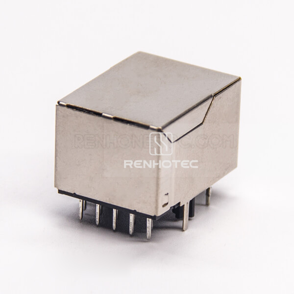 RJ45 LED Connector Right Angle 8P8C Through Hole Shielded with LED Through Hole for PCB Mount