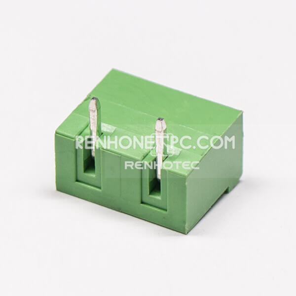 2 pin Terminal Block Connector Angled Through Hole PCB Mount