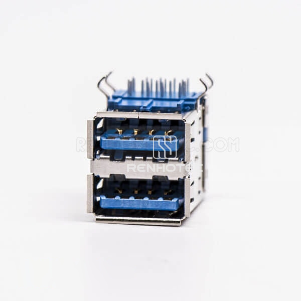 Dual Port Fast USB 3.0 Type A Female DIP Through Hole