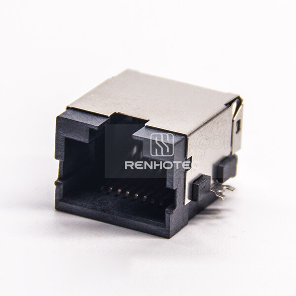8P8C Modular Socket Connector Offset Type 90 Degree SMT for PCB Mount Shielded Without LED