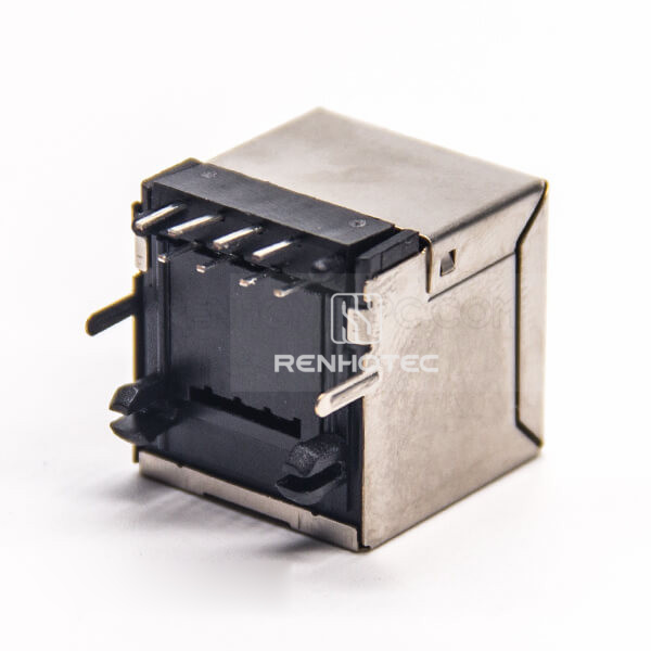 RJ45 Ethernet Socket Shielded Jack 90 Degree Through Hole PCB Mount