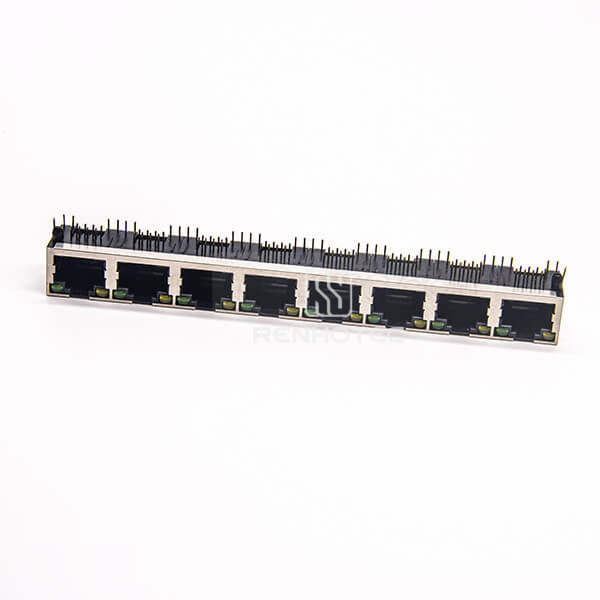 RJ45 Ethernet Jack Right Angle 1*8 PCB Mount Shielded with LED Through Hole