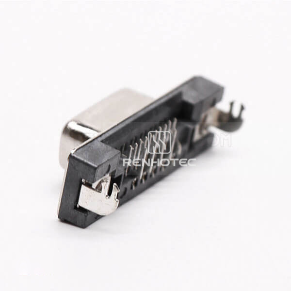 D-SUB Connector 15 Pin Female Right Angle Black for PCB Mount