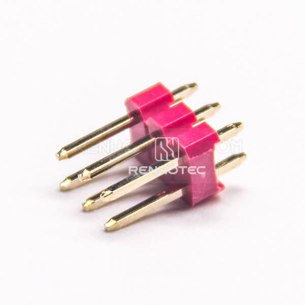 PCB Connector Pin Header 2.54mm Gap Dual Row Stright 6 Way DIP Red Plastic