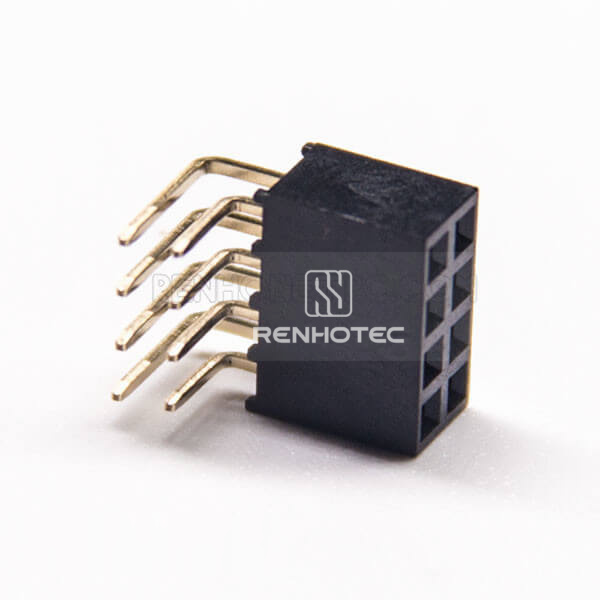 Right Angle Double Row Female Header 8 Pin 2.0mm Pitch Dip