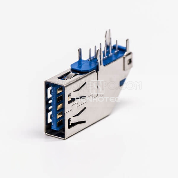 Flag Type Female USB 3.0 Type A 90 Degree DIP Through Hole