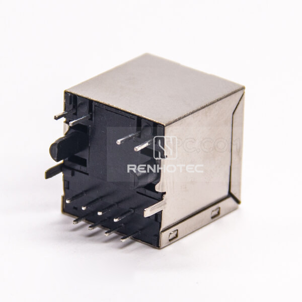 RJ45 Jack with LED Modular Connector 180 Degree Through Hole PCB Mount