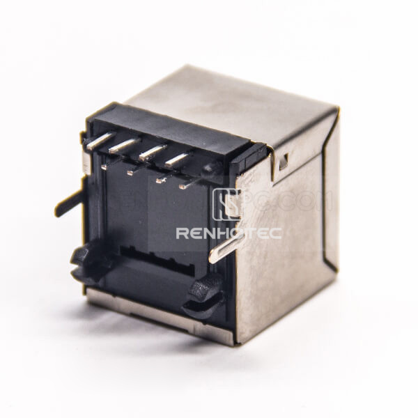 RJ45 Ethernet Socket Shielded Jack 90 Degree Through Hole PCB Mount